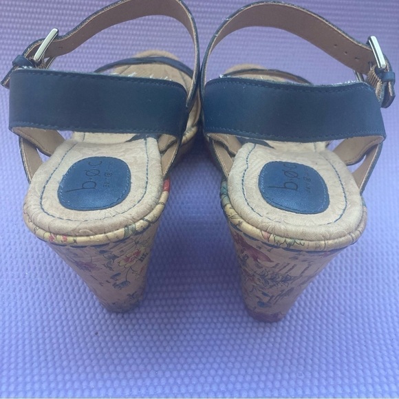 BORN CONCEPT BOC BLUE LEATHER FLORAL WEDGE BRAID STRAP 11m Z16834 SANDAL… - Picture 4 of 9